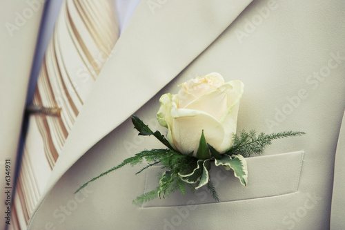 White wedding buttonhole