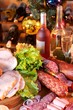 Sausage and rose wine