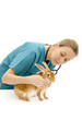 Vet giving rabbit a health check