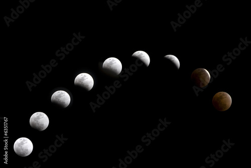 A composite of a lunar eclipse that occurred on February 20 2008 A composite of a lunar eclipse that occurred on February 20 2008