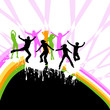 silhouettes dancing on a rainbow