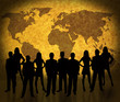 world map on background with business people world map on background with business people