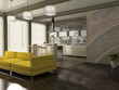 Interior of the modern apartment 3D rendering Interior of the modern apartment 3D rendering