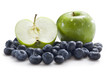 Apples and blueberries isolated on white