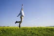 a young man jumping high to sucess