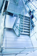 metal stairs and panaramic view of hall metal stairs and panaramic view of hall