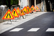 Traffic signs in a row