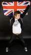 A guy holding the British flag