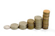Raising stack of coins. Raising stack of coins.