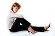asian business woman sitting on the floor