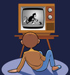 Child watching animated cartoon Child watching animated cartoon
