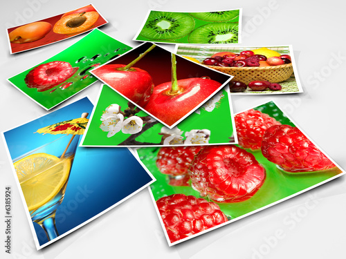 Stack of photos  on white background