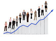 group of business people on a chart