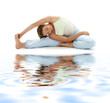 lovely girl practicing ashtanga yoga on white sand lovely girl practicing ashtanga yoga on white sand