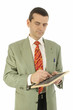 Homme  avec ardoise