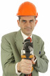 Homme d'affaires et marteau piqueur
