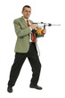 Homme d'affaires et marteau piqueur