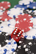 Casino Poker Chips mit Würfel