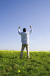 man outstretched asking for the help of God (with copyspace)