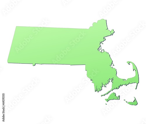 Illustration: Massachusetts (USA) map filled with light green gradient Massachusetts (USA) map filled with light green gradient