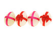 Egg shaped semiprecious gemstones decorated for Easter