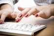 Fingers with red nail Fingers with red nail