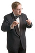 Young  conductor in black tuxedo