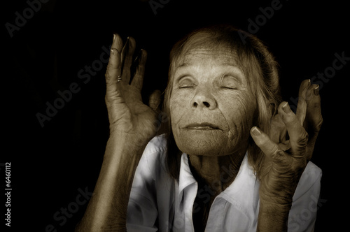 Photo: Beautiful Image of a Thankful woman in black and white Beautiful Image of a Thankful woman in black and white