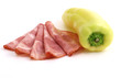 cured meat with pepper isolated on white background
