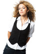 A funky teenage girl on white background