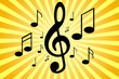 Musical notes on a blue background.