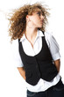 A funky teenage girl on white background