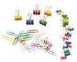 paperclips and pins isolated over white background paperclips and pins isolated over white background