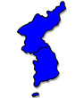Korea Umriss mit Schatten Korea Umriss mit Schatten