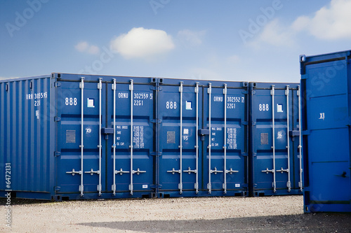 Cargo containers in storage yard