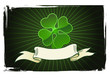 Vector illustration of a clover with banner on dark background