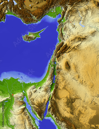 Shaded relief map of Palestine