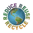 World globe with reduce-reuse-recycle words