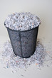 Shredded Paper in and around the basket
