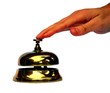 Right hand pushing service bell (isolated)