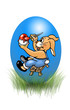 blaues osterei mit hase im gras