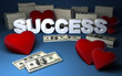 Illustration: Hearts, dollar piles and success Hearts, dollar piles and success