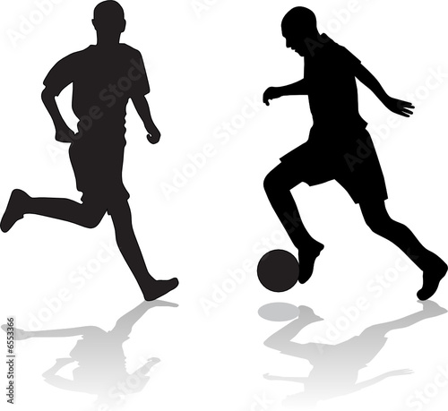 soccer player silhouette. soccer players silhouette