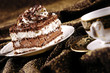 Cake with cup of coffee