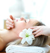 Woman getting a face massage - Hands massaging