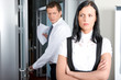 an angry boss and an attractive assistant