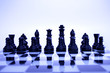 A chess board set up ready for a game