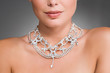 Woman wearing a diamond necklace
