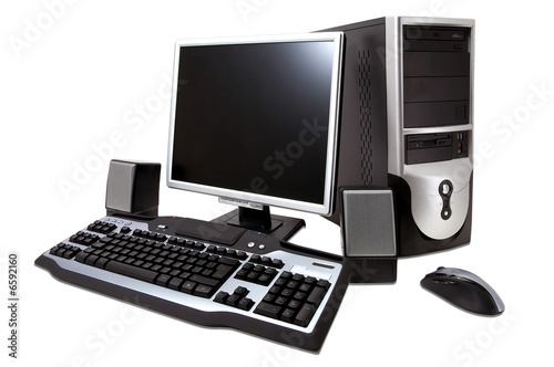 Desktop Computers  Monitors on Photo  Desktop Computer With Lcd Monitor  Keyboard  Speaker And Mouse