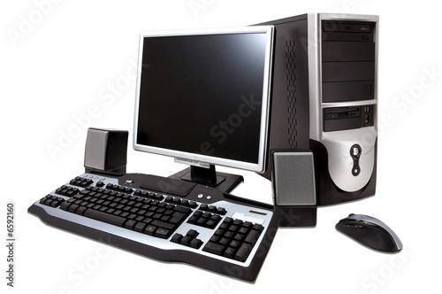 Desktop Computer Screen on Photo  Desktop Computer With Lcd Monitor  Keyboard  Speaker And Mouse